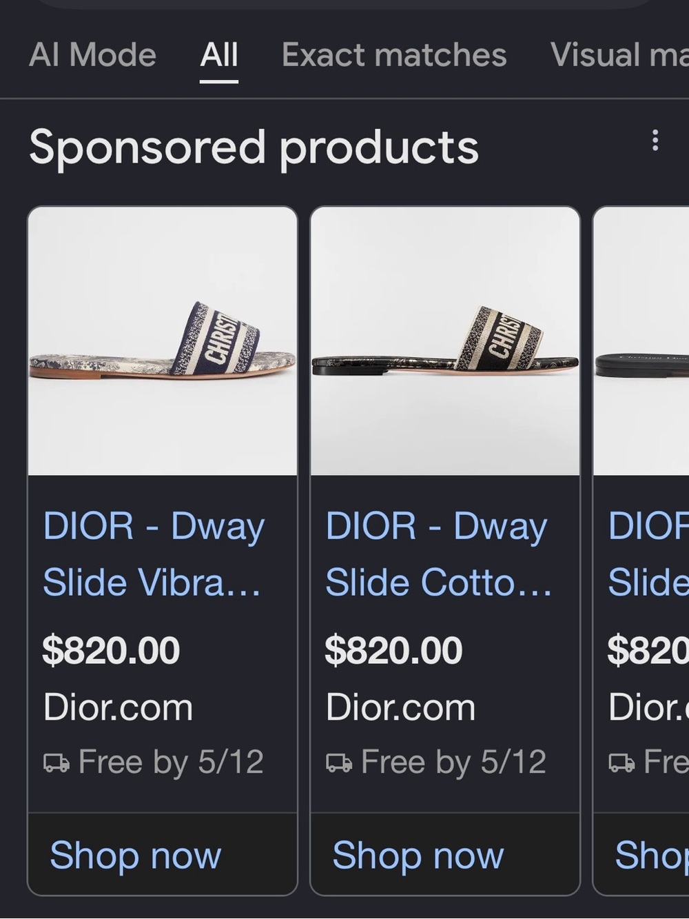 Dior Navy and White Toile Logo Slide Sandals - Picture 5 of 5
